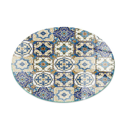 Round glass hearths for wood burners Mosaic pattern with flowers