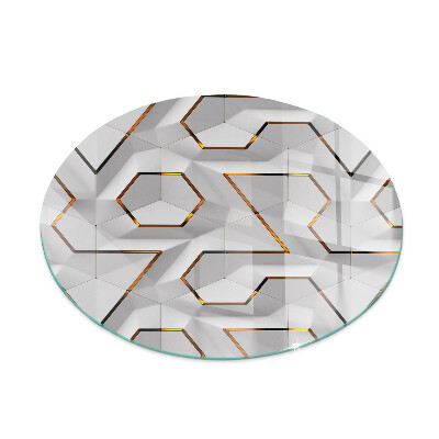 Round glass hearths for wood burners 3D geometric pattern