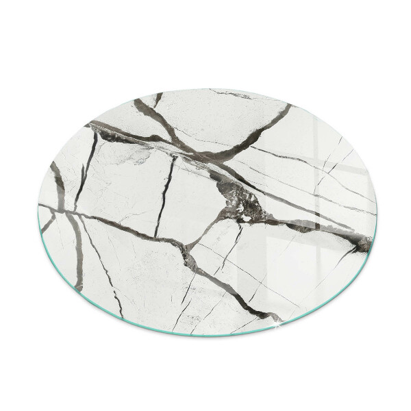 Round glass wood burner hearth Marble Vein Pattern