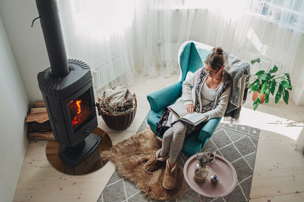 Round glass fire hearth Color Brown