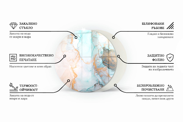 Round glass hearths for wood burners Color Brown