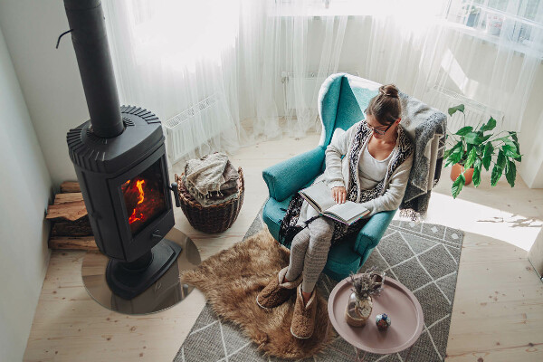 Round glass wood burner hearth Color Brown