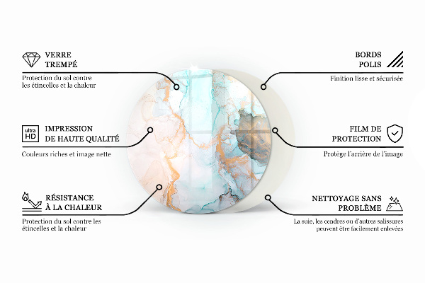 Round glass hearths for wood burners Color Gray