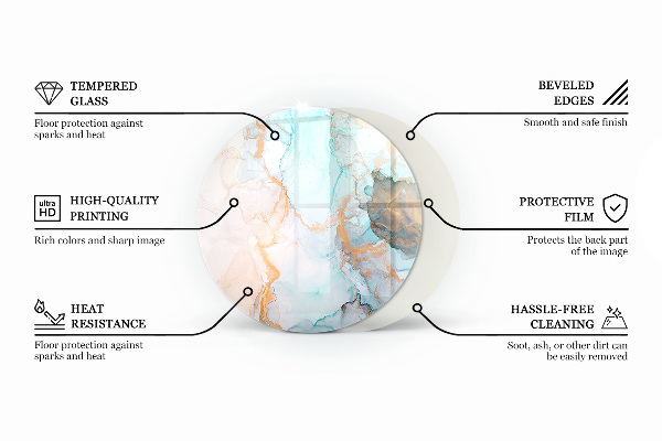 Round glass hearths for wood burners Color Beige