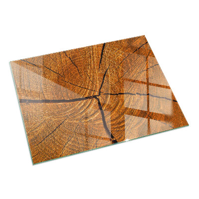 Rectangular glass hearth Wood grain in cross-section