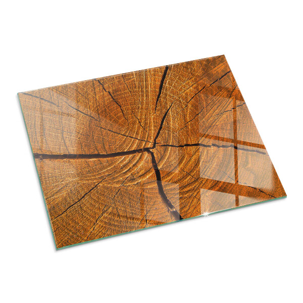 Rectangular glass hearth Wood grain in cross-section