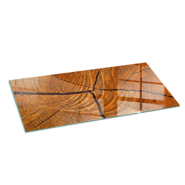 Rectangular glass hearth Wood grain in cross-section