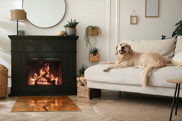 Rectangular glass hearth Wood grain in cross-section