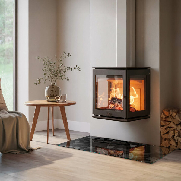 Rectangular glass hearth for log burner Three-dimensional geometry