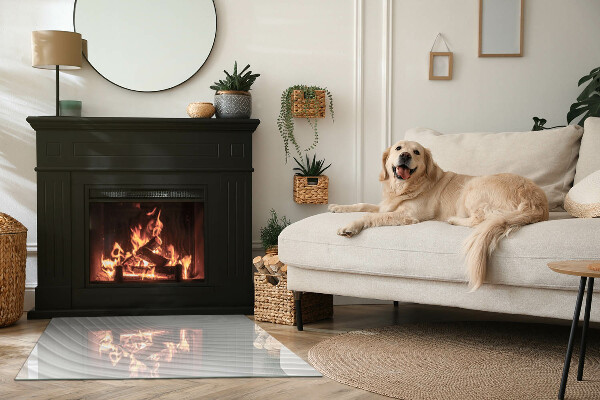 Rectangular glass hearth for wood stove Waves of delicate lines