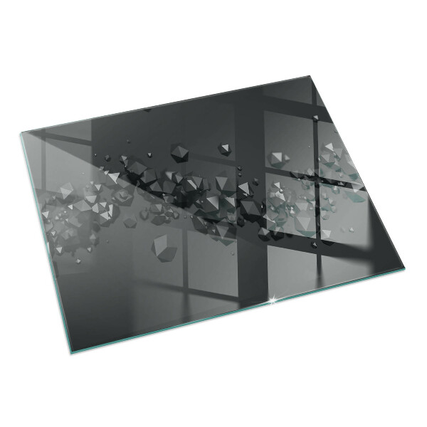 Rectangular glass hearth Abstract cloud of solids