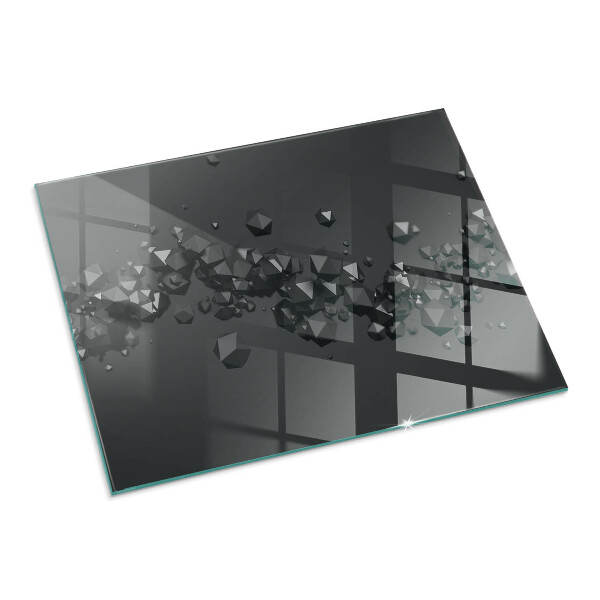 Rectangular glass hearth Abstract cloud of solids