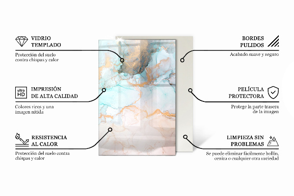 Rectangular glass hearth Abstract cloud of solids