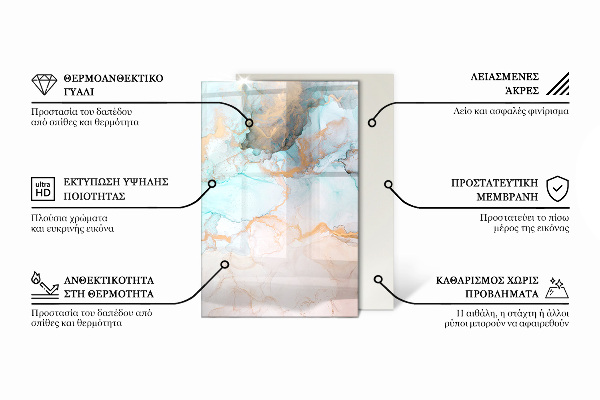 Rectangular glass hearth Abstract cloud of solids