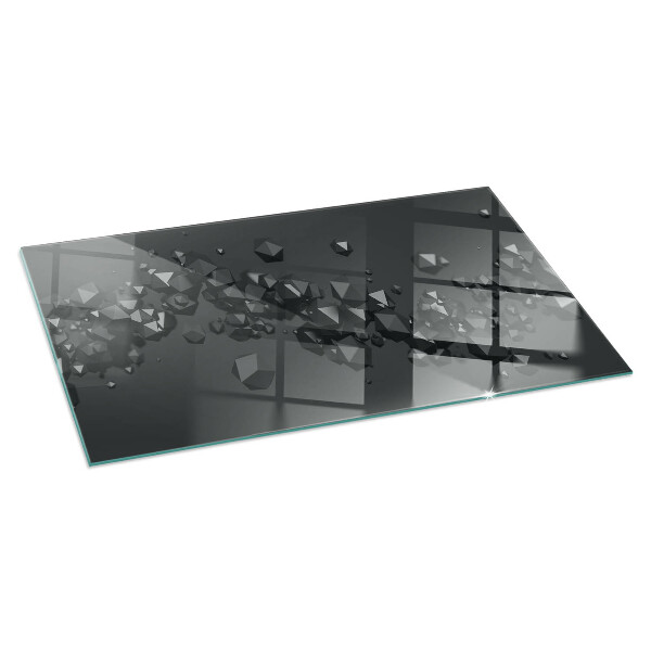Rectangular glass hearth Abstract cloud of solids