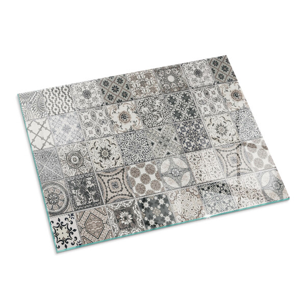 Rectangular glass hearth for log burner Decorative tile patterns