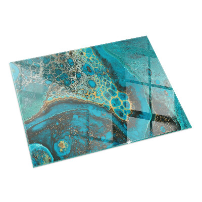 Rectangular glass hearth for log burner Abstract organic pattern