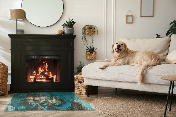 Rectangular glass hearth for log burner Abstract organic pattern