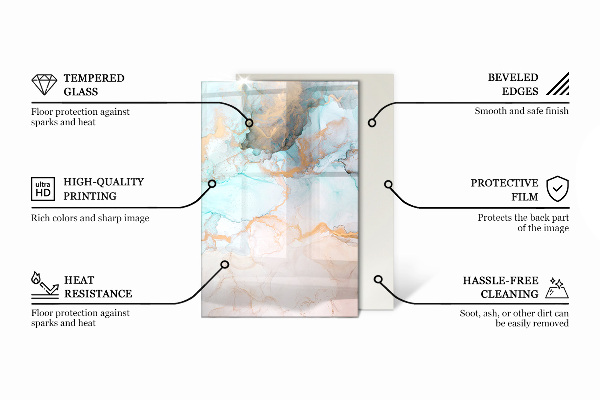 Rectangular glass hearth for log burner Abstract organic pattern