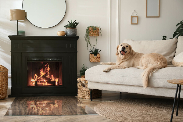 Rectangular glass hearth for log burner Natural wood pattern