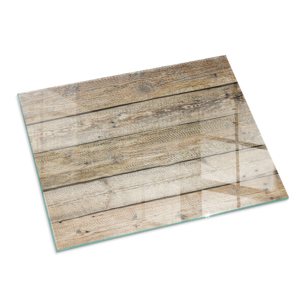 Rectangular glass hearth Wooden board in the layout