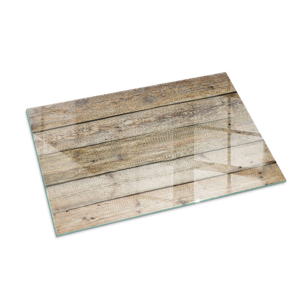 Rectangular glass hearth Wooden board in the layout