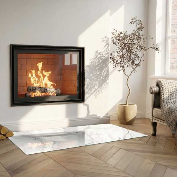 Rectangular glass hearth Marble pattern with veins