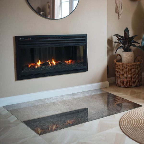 Rectangular glass hearth Raw surface texture