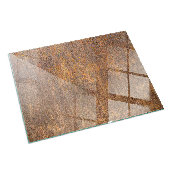 Rectangular glass hearth for log burner Rust texture on metal