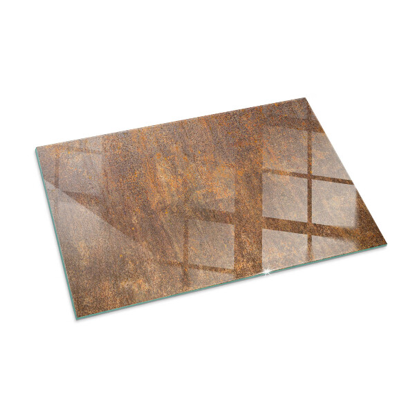 Rectangular glass hearth for log burner Rust texture on metal