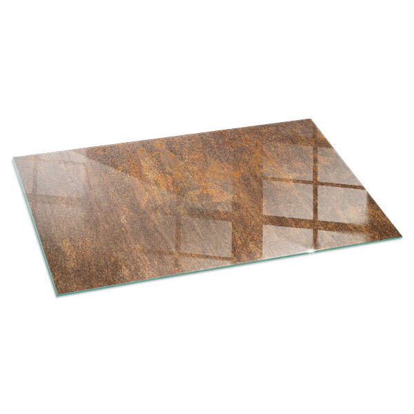Rectangular glass hearth for log burner Rust texture on metal