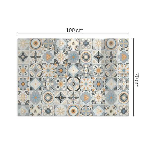 Rectangular glass hearth for log burner Mosaic patterns in tiles