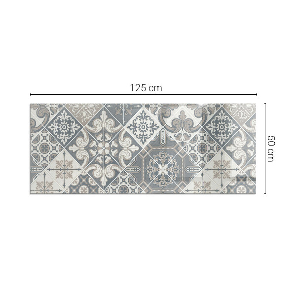 Rectangular glass hearth for wood stove Decorative mosaic pattern