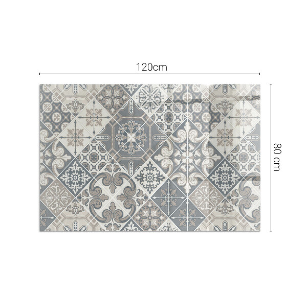 Rectangular glass hearth for wood stove Decorative mosaic pattern