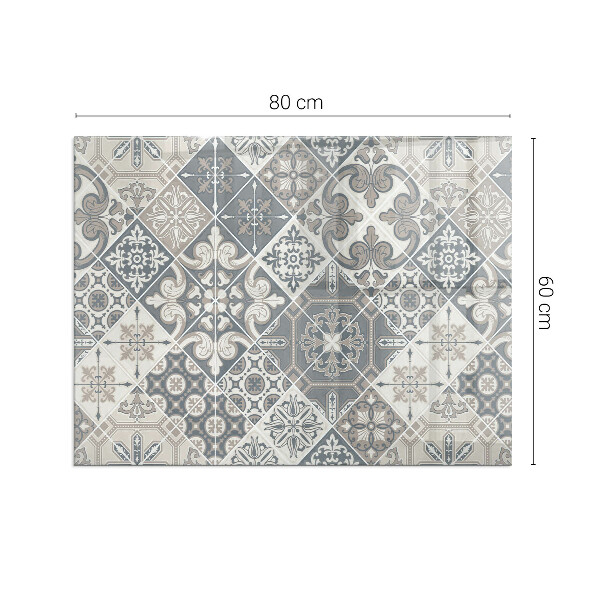 Rectangular glass hearth for wood stove Decorative mosaic pattern