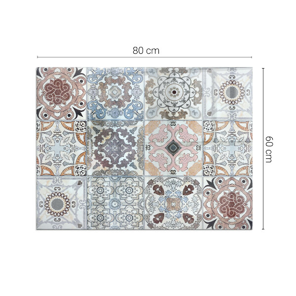 Rectangular glass hearth for wood stove Mosaic patterns in tiles