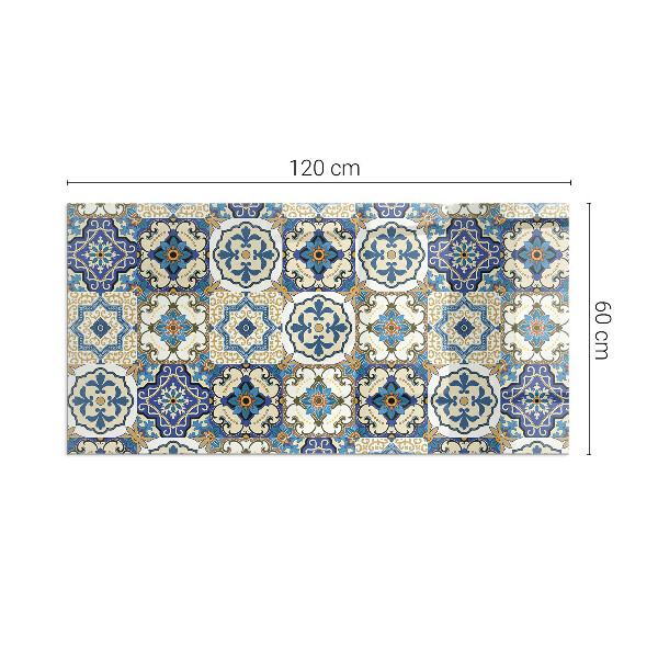 Rectangular glass hearth Mosaic pattern with flowers