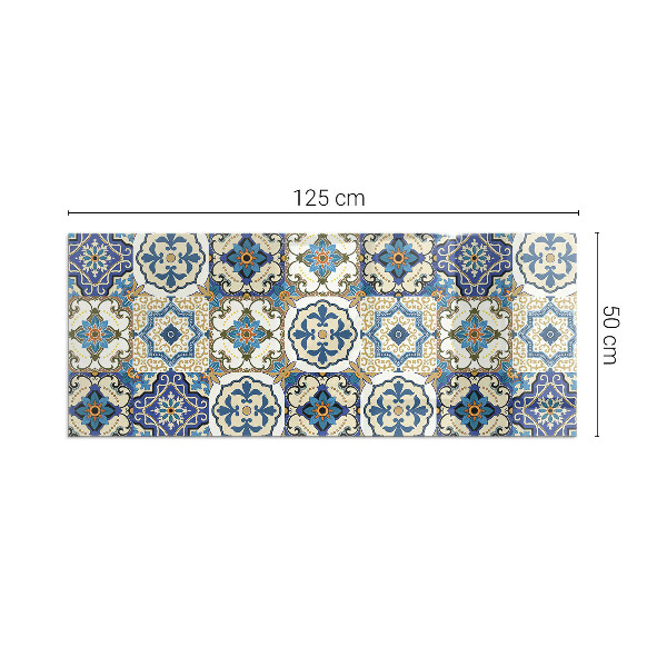 Rectangular glass hearth Mosaic pattern with flowers