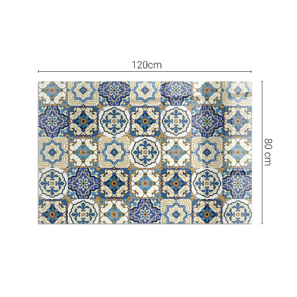 Rectangular glass hearth Mosaic pattern with flowers
