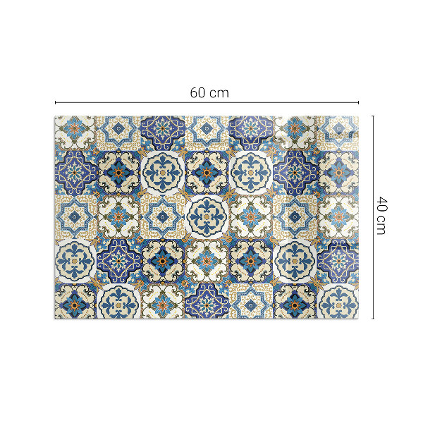 Rectangular glass hearth Mosaic pattern with flowers