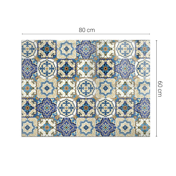 Rectangular glass hearth Mosaic pattern with flowers
