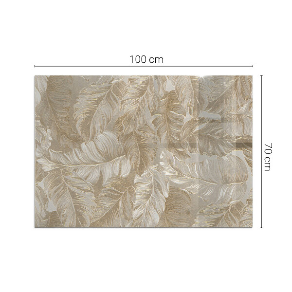 Rectangular glass hearth Leaves in subtle patterns