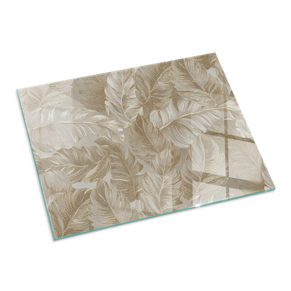 Rectangular glass hearth Leaves in subtle patterns