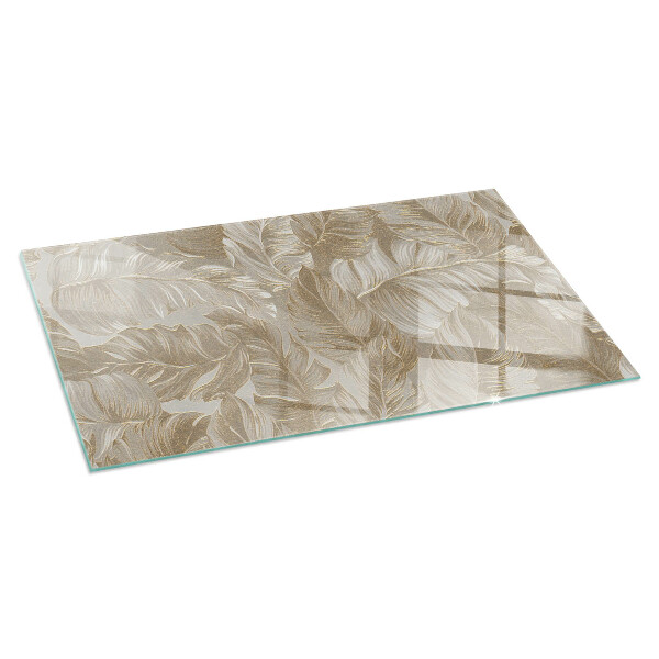 Rectangular glass hearth Leaves in subtle patterns
