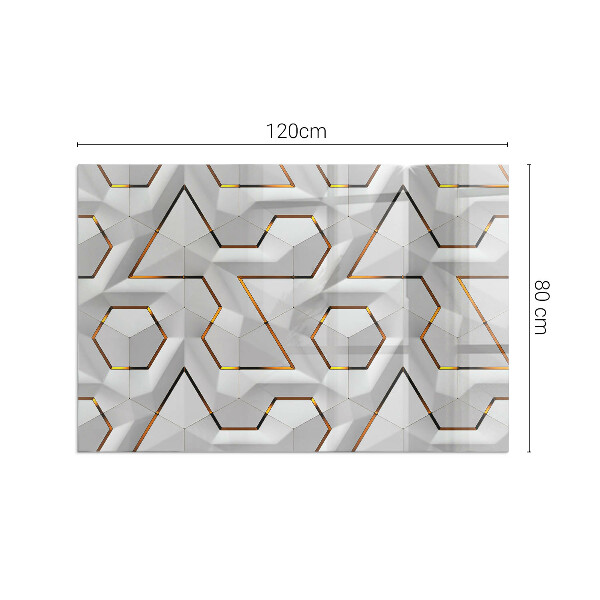 Rectangular glass hearth 3D geometric pattern