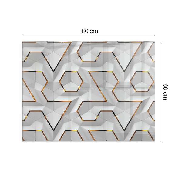 Rectangular glass hearth 3D geometric pattern