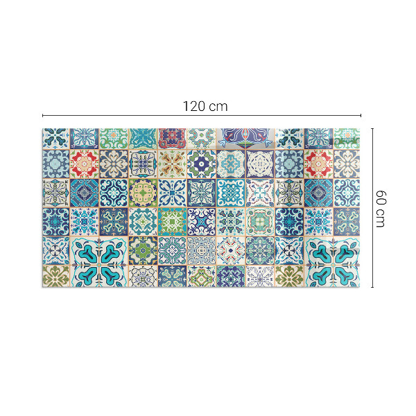 Rectangular glass hearth for log burner Mosaic patterns on tiles
