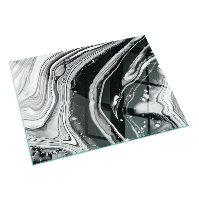 Rectangular glass hearth for log burner Abstract waves and lines