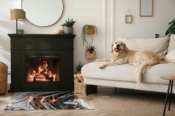 Rectangular glass hearth for log burner Abstract waves and lines