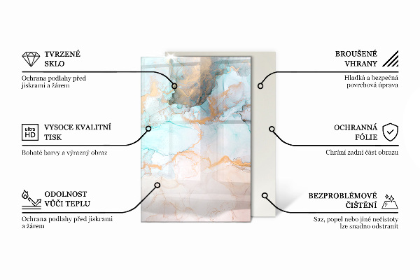 Rectangular glass hearth for log burner Abstract fluid pattern